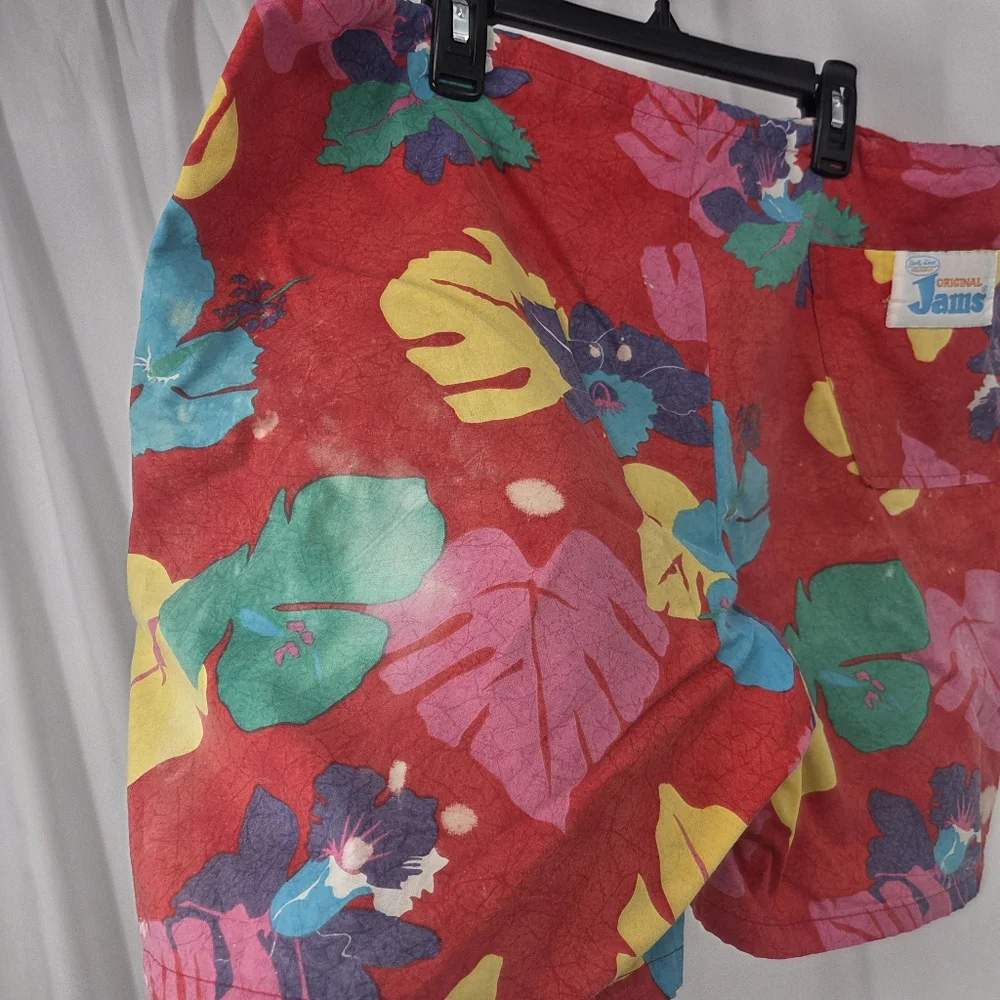 Original Jams Vintage 100% Cotton Swim Trunks 80's Tropical Floral